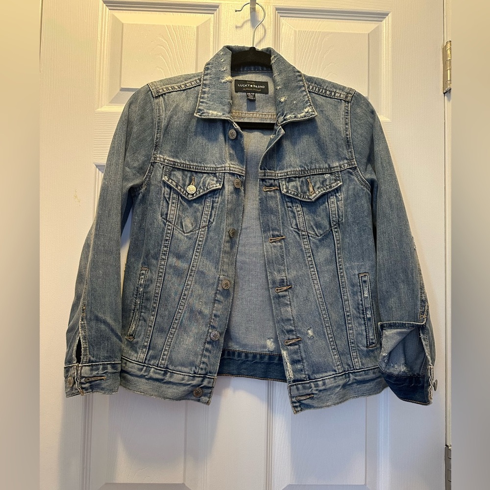 Lucky Brand Distressed Jean Jacket, Size XS